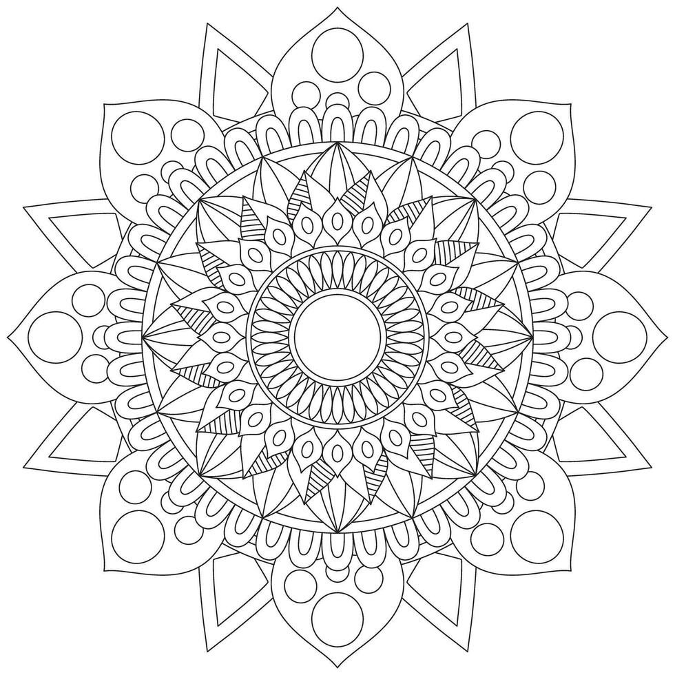 Simple Mandala Circle Coloring Book Pages vector