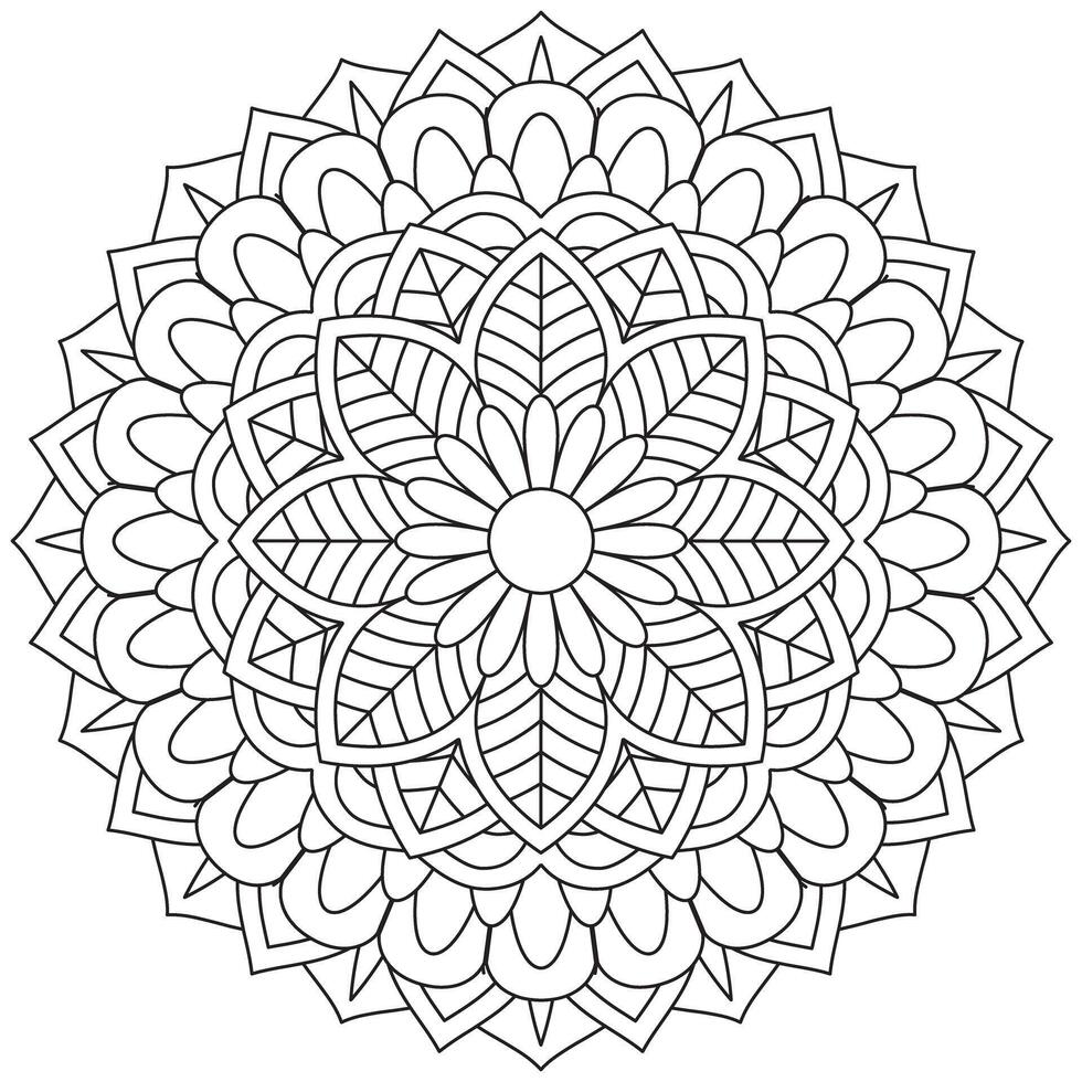 Mandala Circle Coloring Book Pages For Adult Children Indian Antistress Medallion White Background Black Outline illustration vector