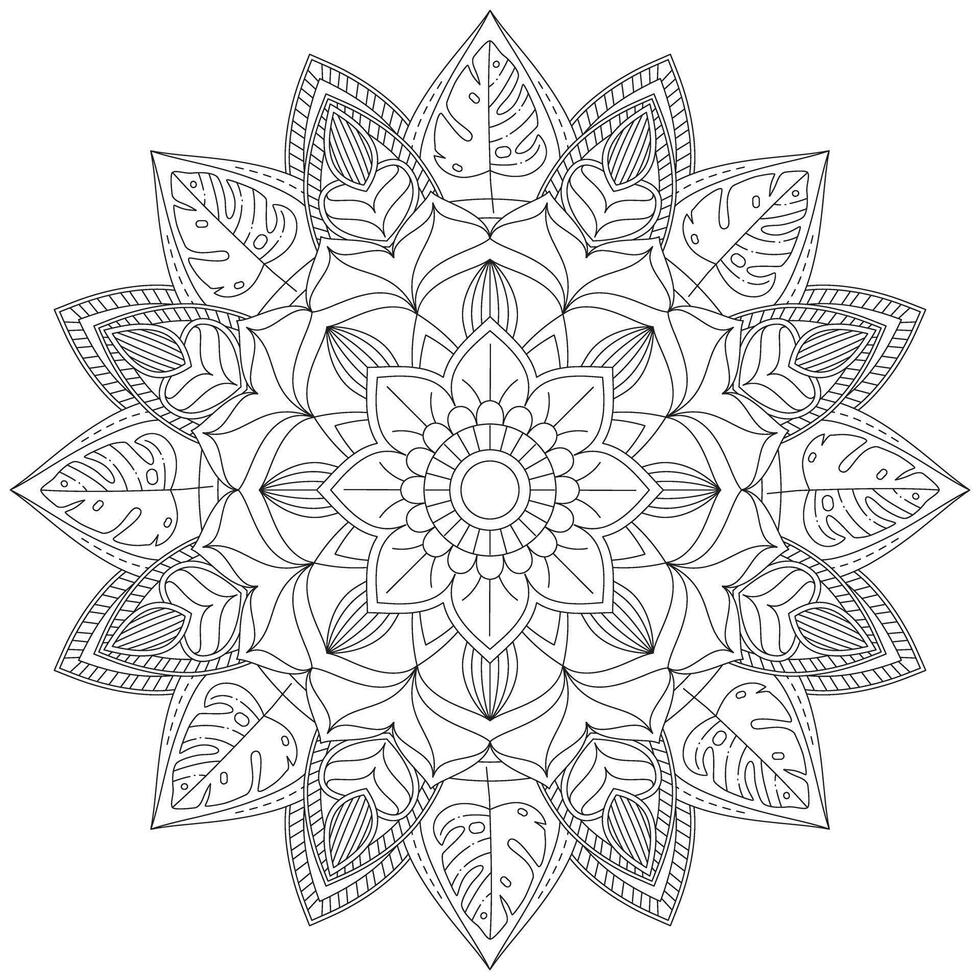 Simple Mandala Circle Coloring Book Pages vector