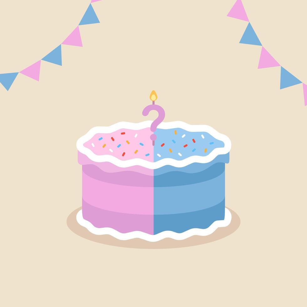 Cake for gendar party for boy and girl. Celebration cake for Gender Party. vector