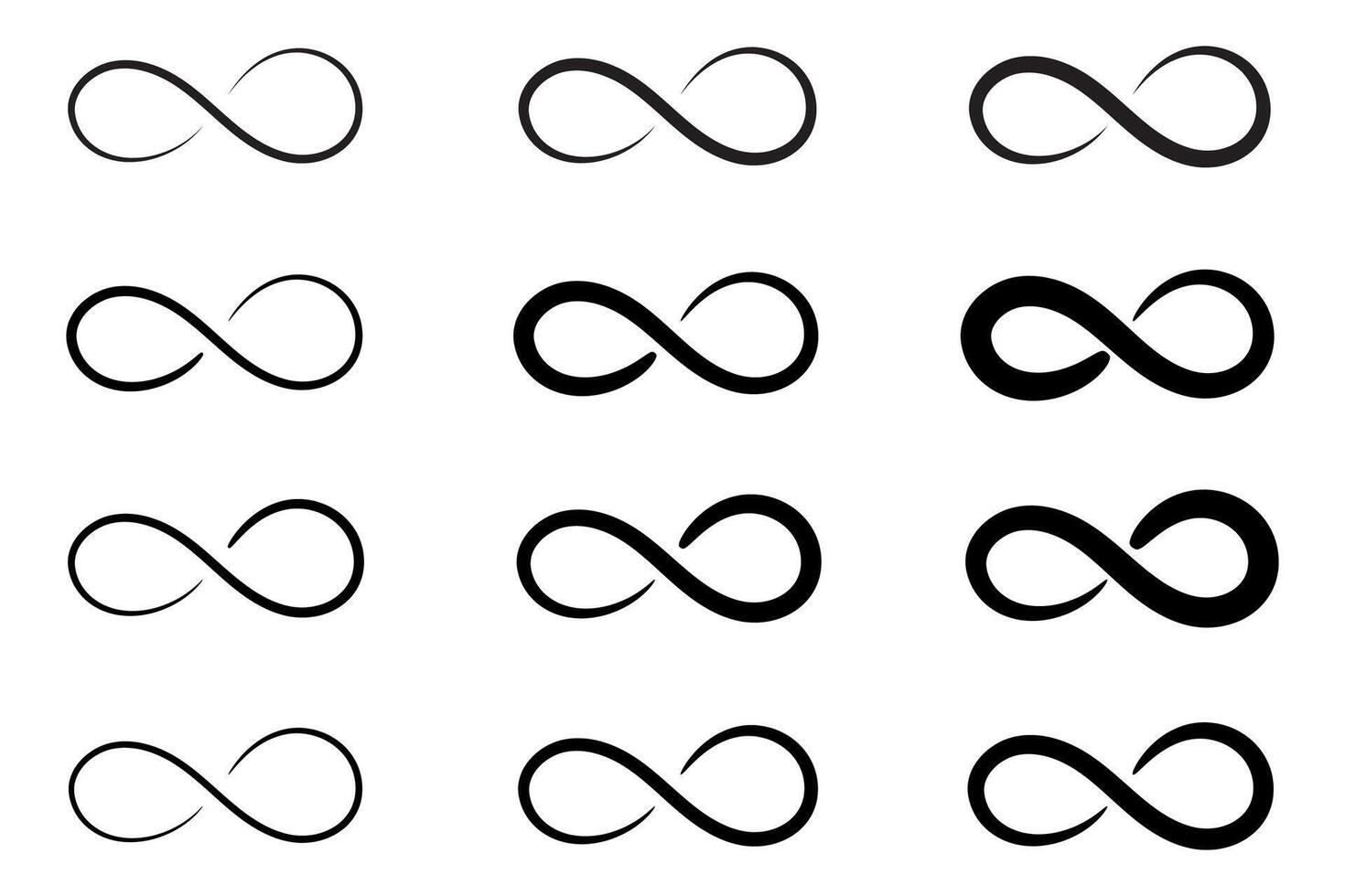 Hand drawn infinity symbol. Black infinity icon. Eternity, infinite, limitless and forever signs. vector
