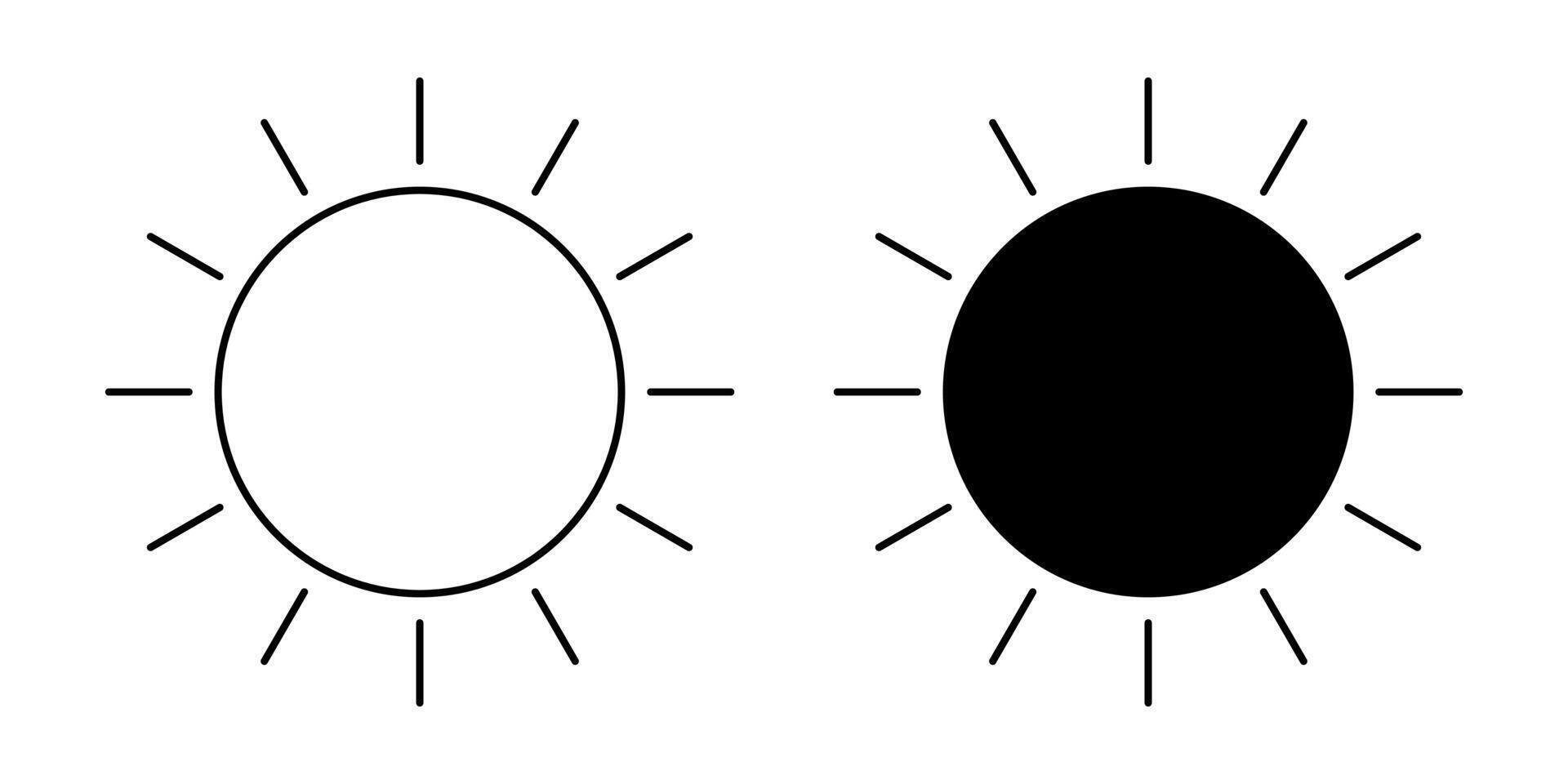 Sun icon, sun symbol isolated on white. vector