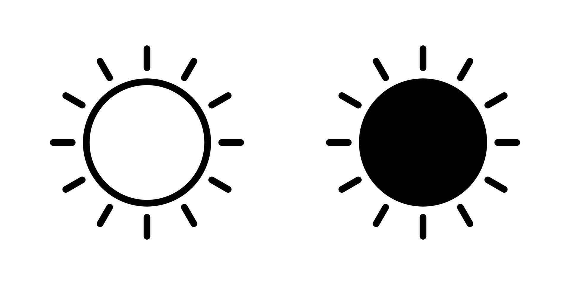 Sun icon, sun symbol isolated on white. vector