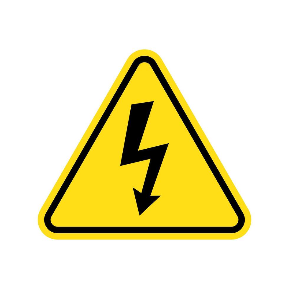 High voltage sign. Warning electricity symbol. Triangle with lightning sign. vector