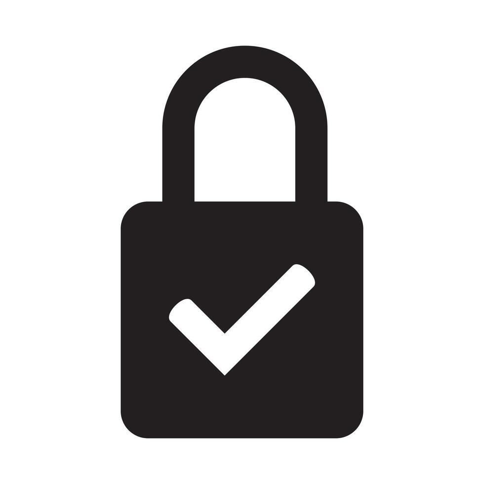 Lock icon, lock with tick, lock check mark, security icon. vector