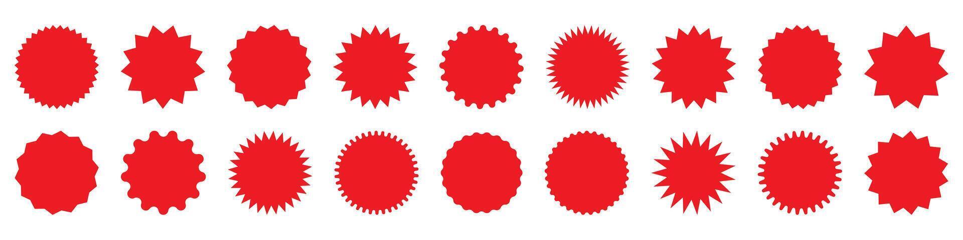 Set of red starburst, sunburst badges. Design elements - best for sale sticker, price tag, quality mark. vector