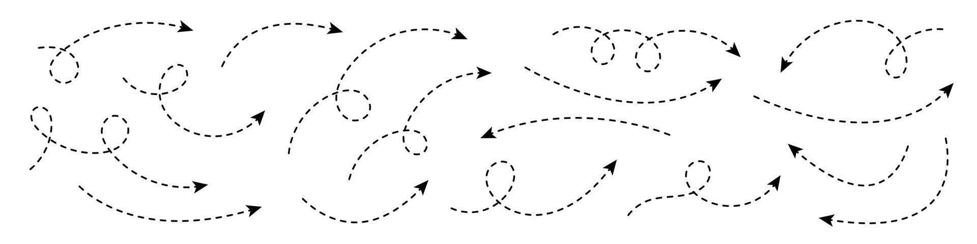 Curved dotted arrow. Zigzag arrow stripes design with dotted lines. vector