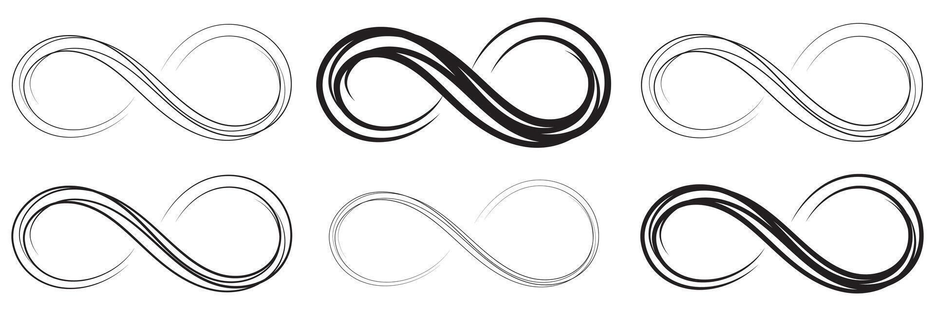 Hand drawn infinity symbol. Black infinity icon. Eternity, infinite, limitless and forever signs. vector