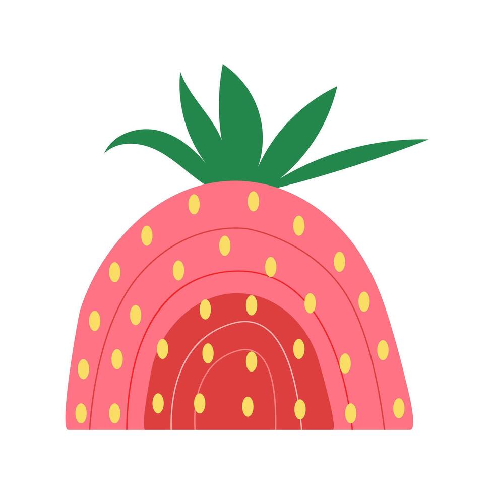 Cute illustration of strawberry in rainbow shape in pink color vector