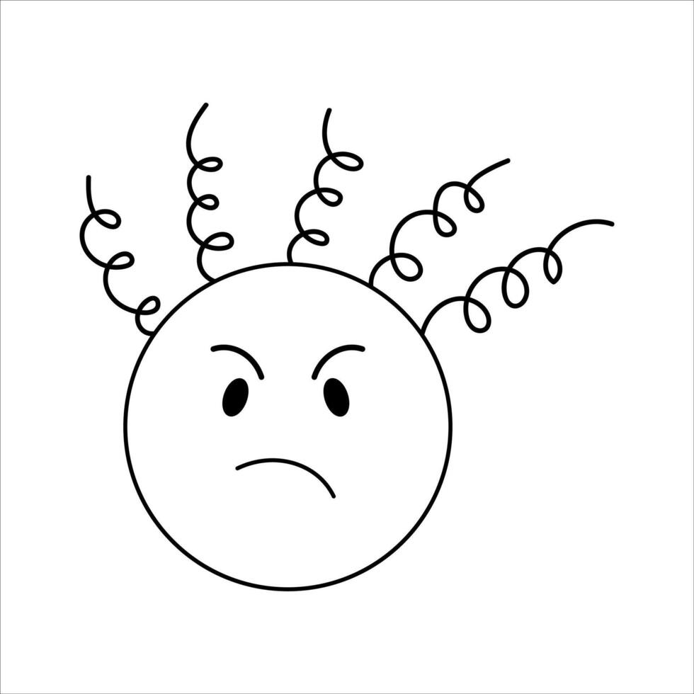 image of sad angry emotion, face, doodle, character vector