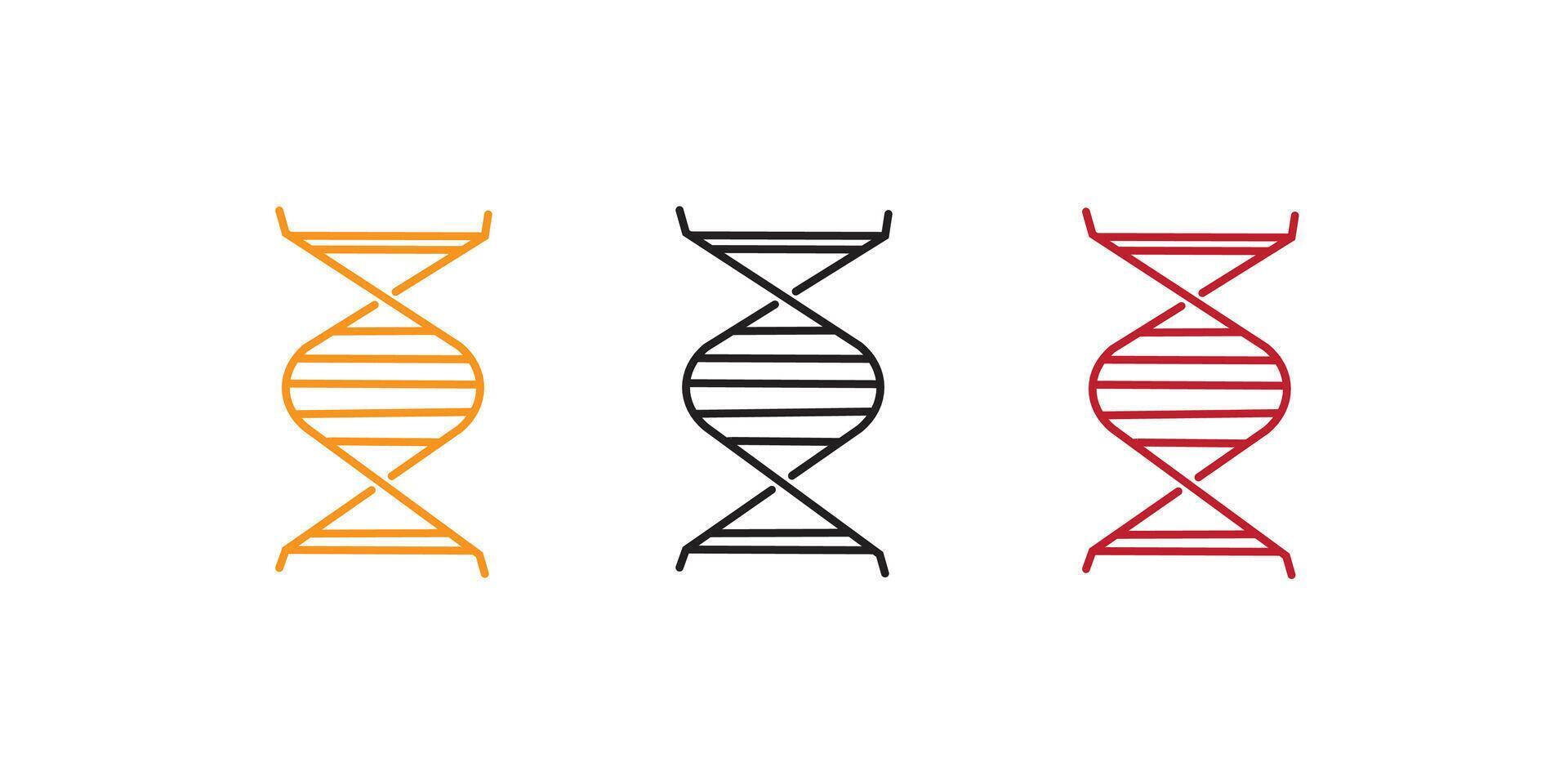 DNA signs, symbols and logo set, isolated on white background, vector