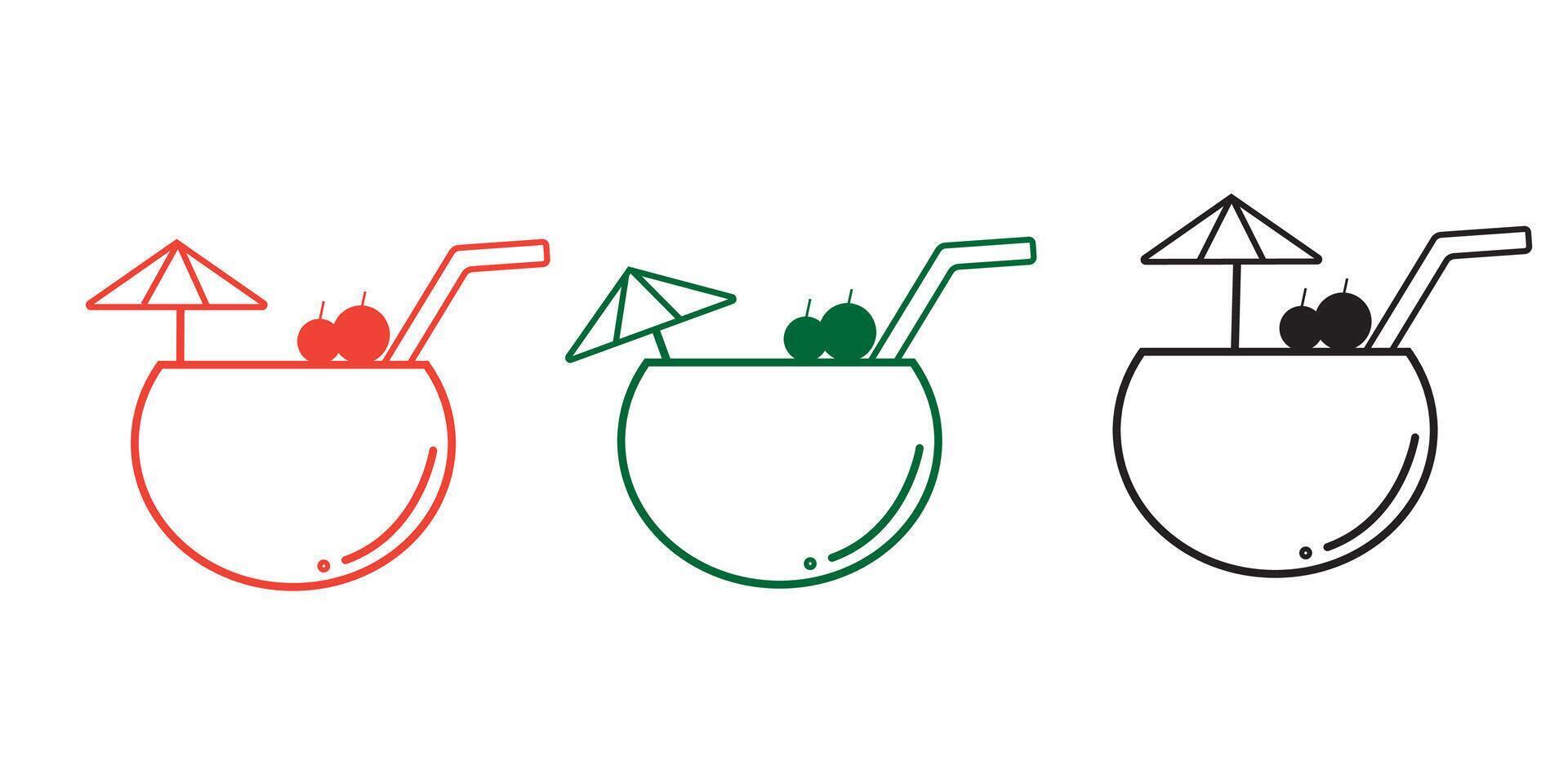 Coconat tropical cocktail. Graphic design vector