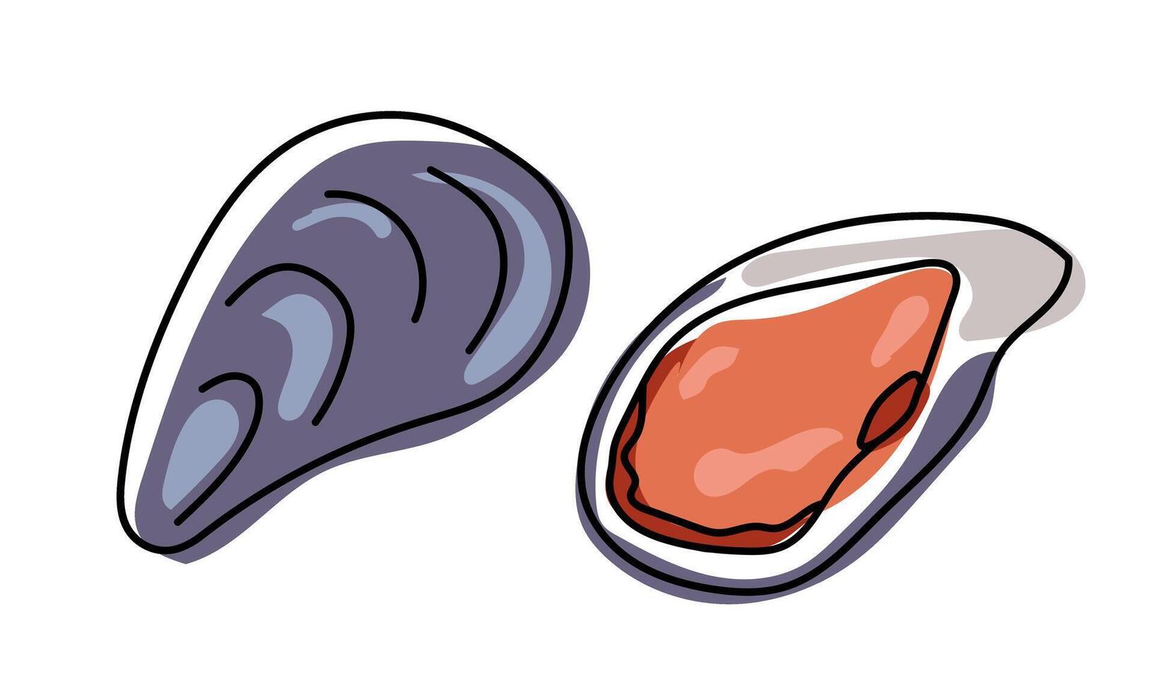 set of hand drawn Mussels vector