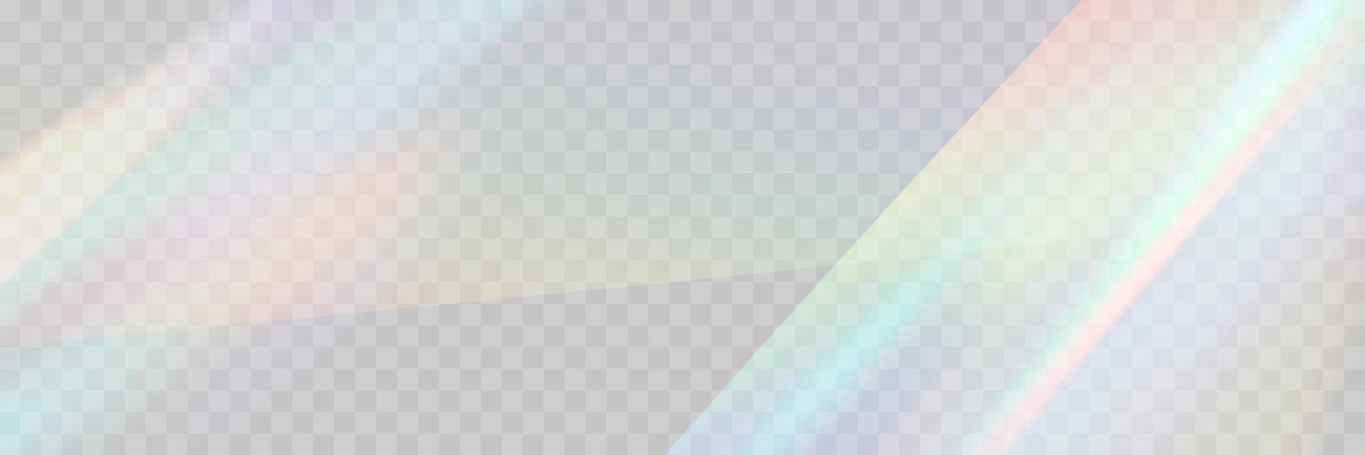 Blurred rainbow refraction overlay effect. Light lens prism effect. Holographic reflection, crystal flare leak shadow overlay. vector