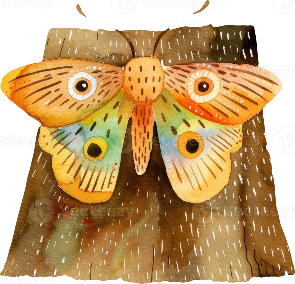 colorful hand-painted wooden butterfly decoration on brown wooden background - nature inspired craft, rustic farmhouse decor, unique gift idea. png