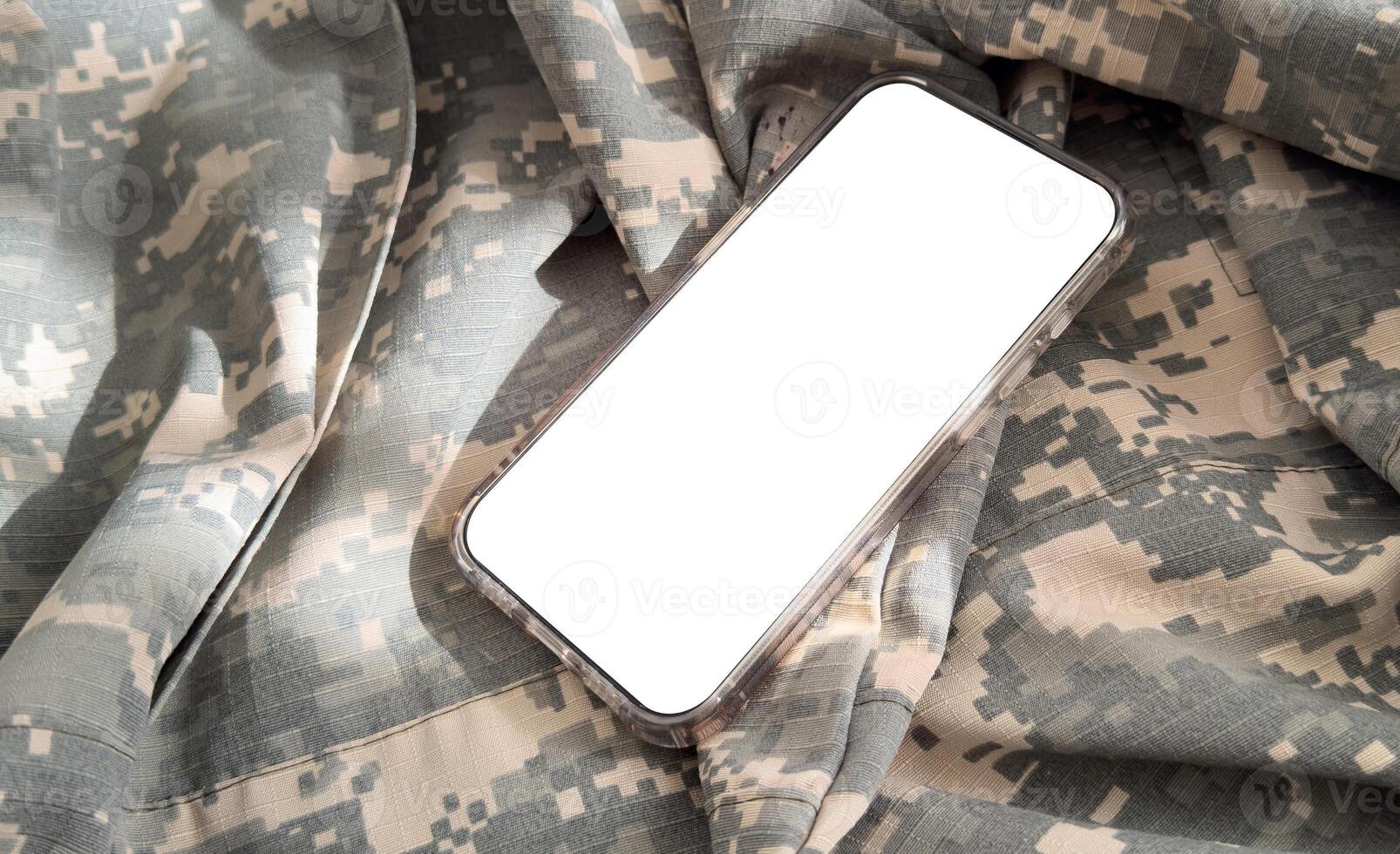 Mockup of a smartphone with a white screen on a dark concrete background. 3D rendering. photo