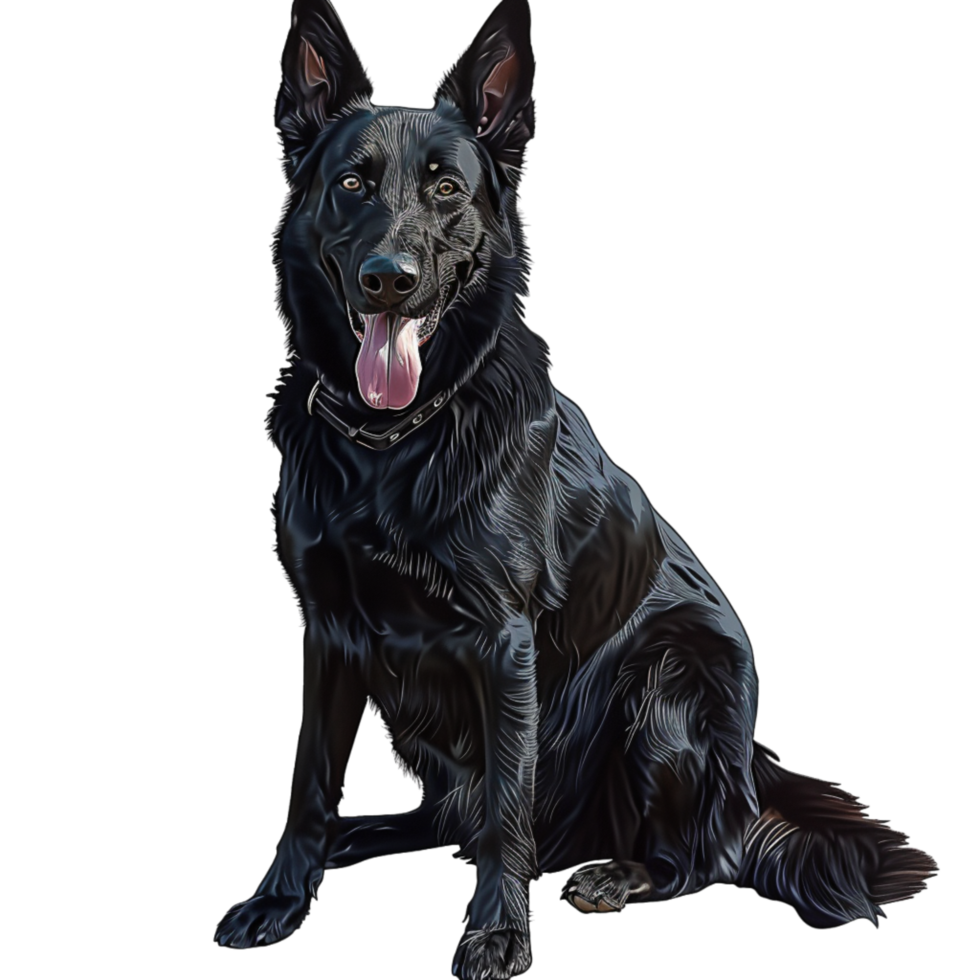 Generated Ai Black German Shepherd with sick eyes png