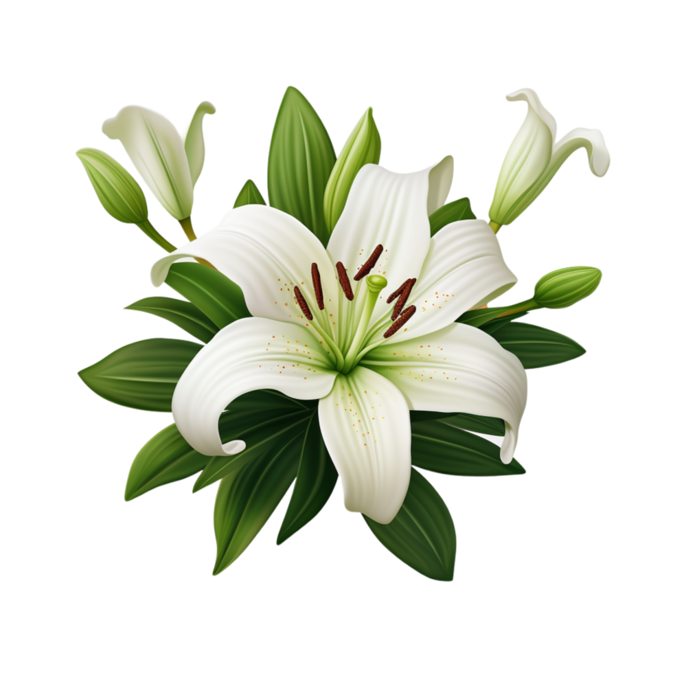 Generated Ai Beautiful White Lily Flower png