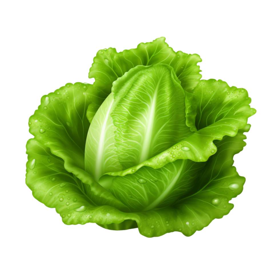 Generated Ai Fresh green iceberg lettuce salad leaves png