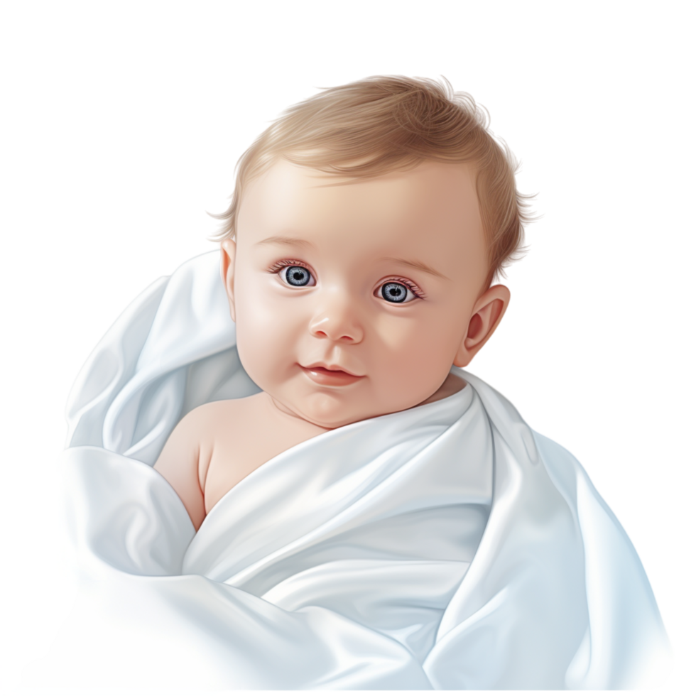 Generated Ai Portrait of cute baby boy against png