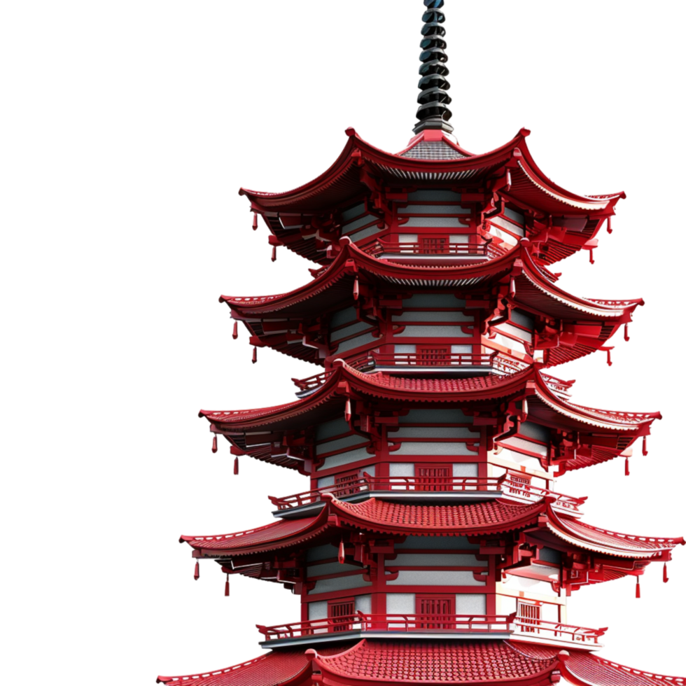 Generated Ai Chinse culture red architecture png