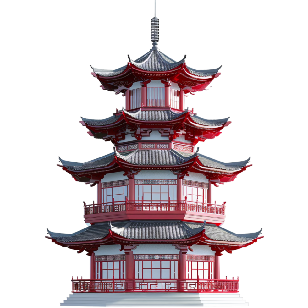 Generated Ai Chinse culture red architecture png
