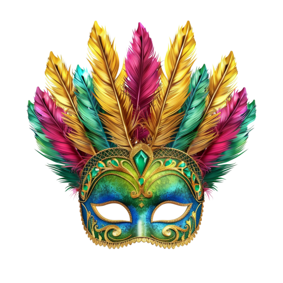Generated Ai Colourful Barazil Carnival Party Mask png