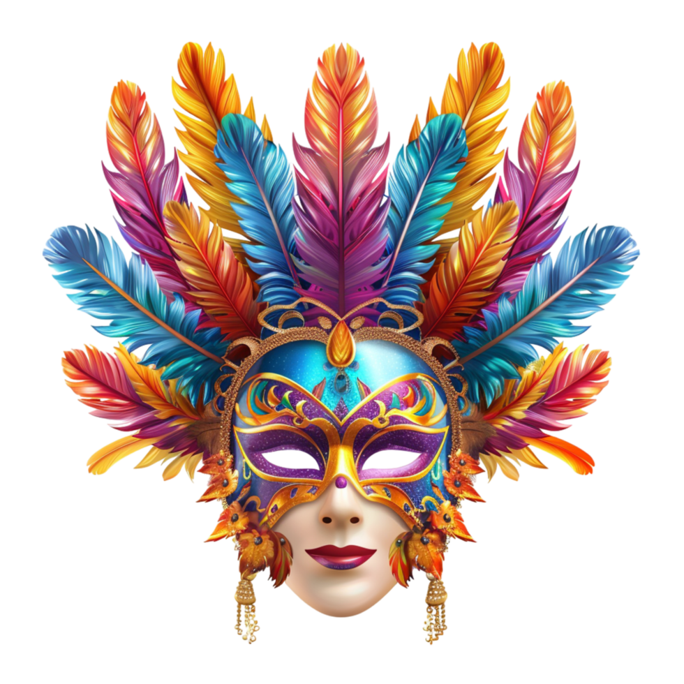 Generated Ai Carnival mask with confetti png