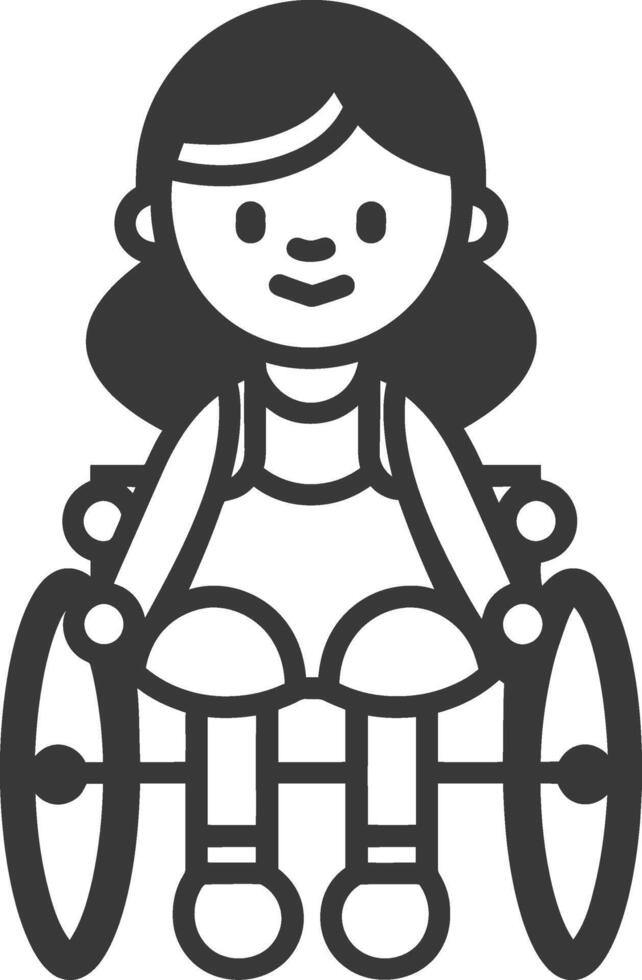 little girl in a wheelchair minimalist line art icon logo symbol vector