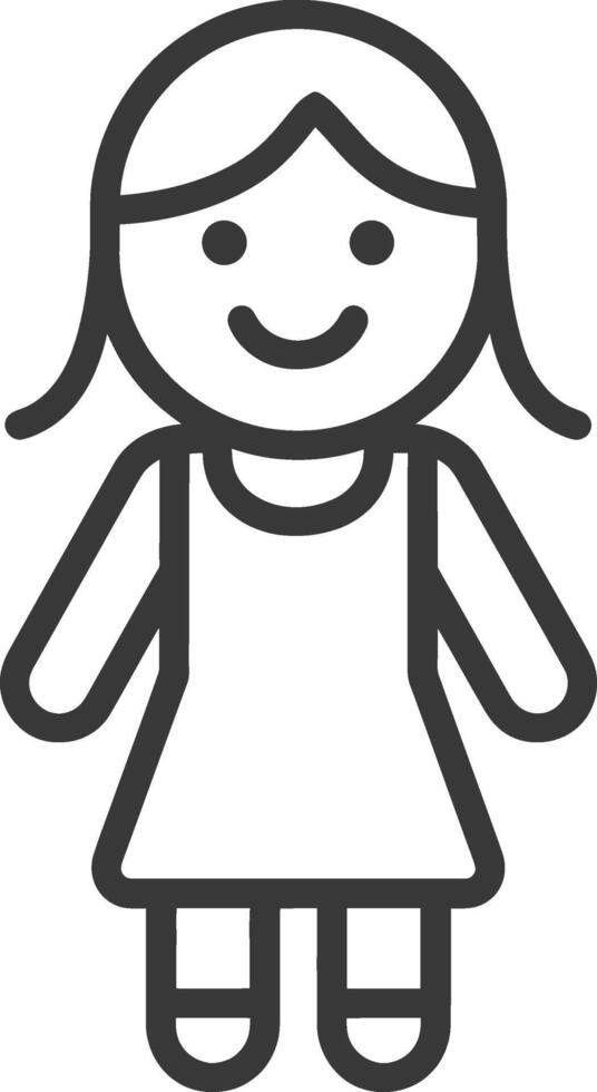 little girl minimalist line art icon logo symbol vector