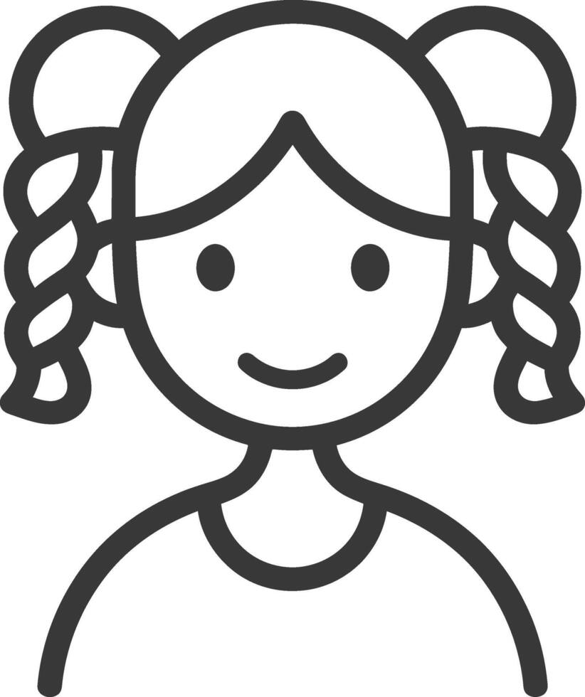 little girl minimalist line art icon logo symbol vector