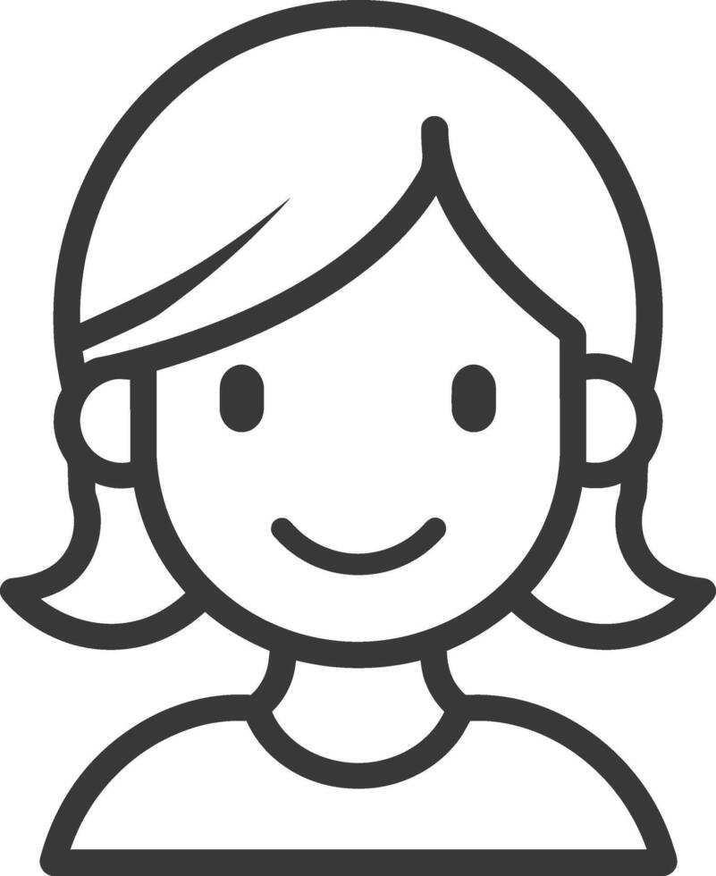 little girl minimalist line art icon logo symbol vector
