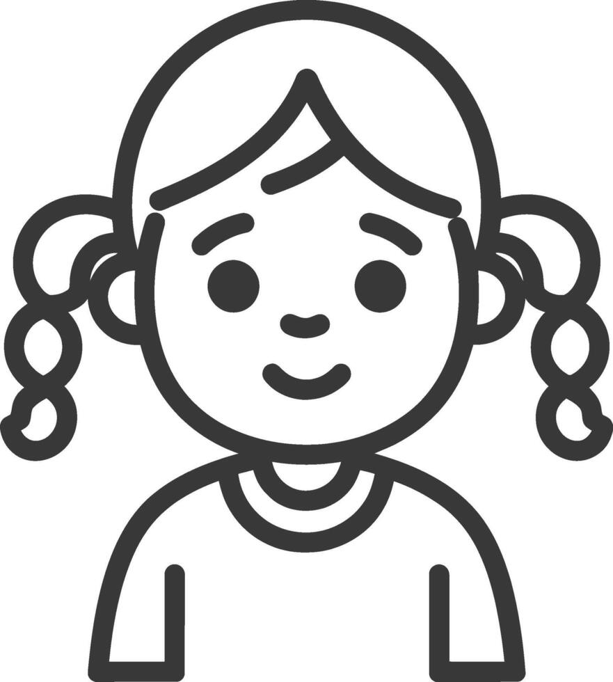 little girl minimalist line art icon logo symbol vector