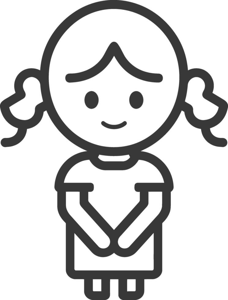 little girl minimalist line art icon logo symbol vector