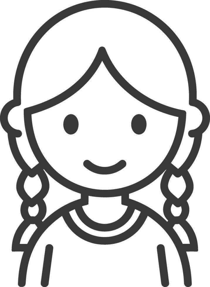 little girl minimalist line art icon logo symbol vector