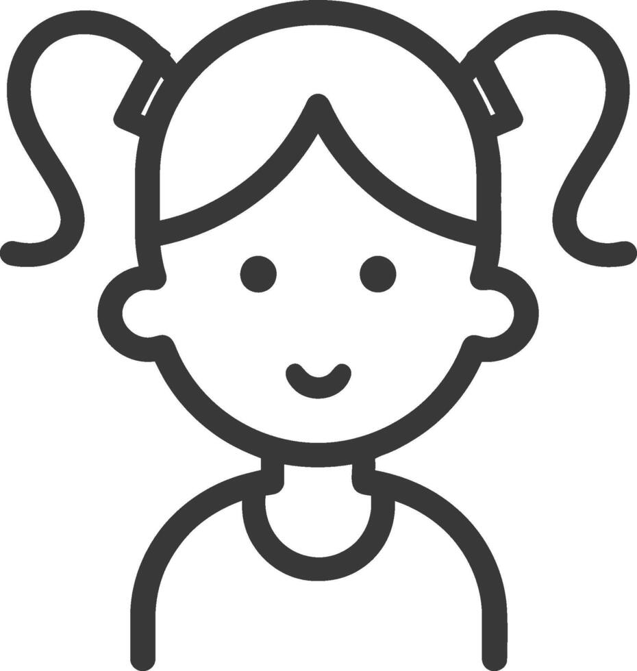 little girl minimalist line art icon logo symbol vector