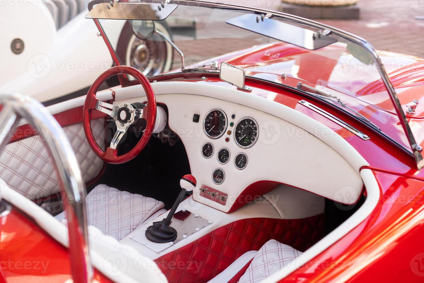 Vintage car staying at exhibition photo