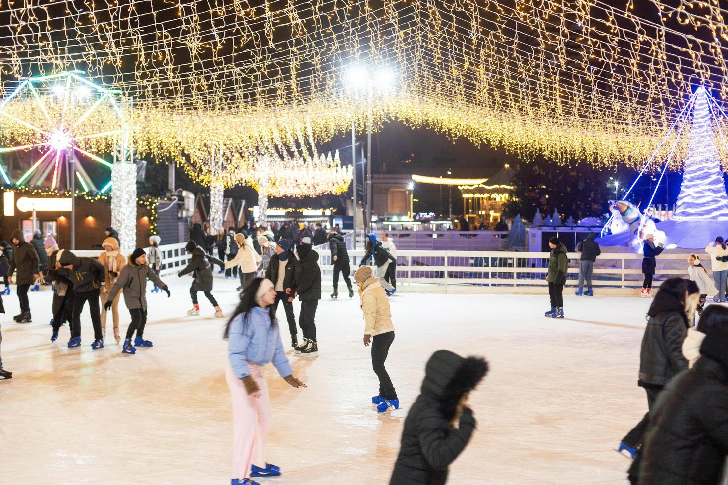Kyiv, Ukraine - 03.12.2023. Skating rink on the territory of the National Complex Expocenter of Ukraine VDNH photo
