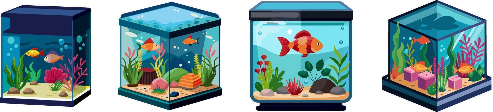 set of aquariums vector