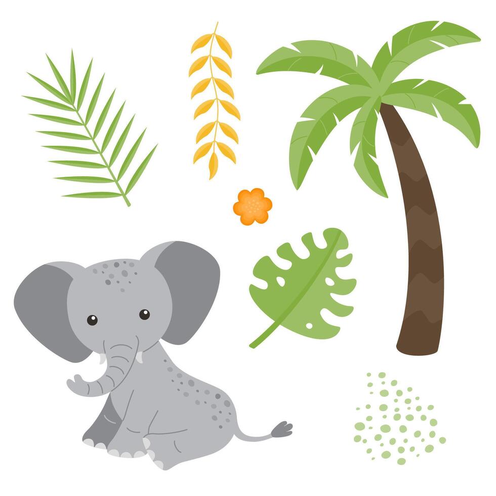 Cute childrens animals set isolated on a white background. vector