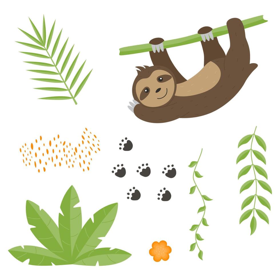 Cute childrens animals set isolated on a white background. vector