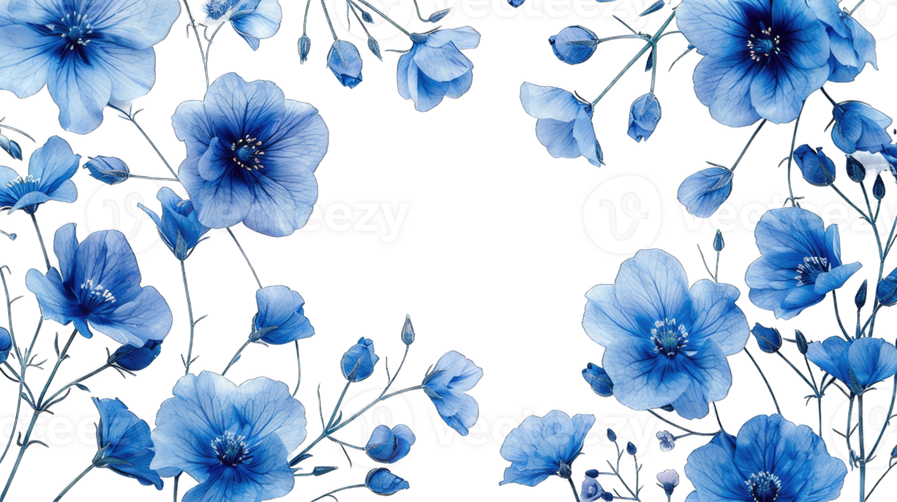 Abstract flowers pattern floral design copy space for text isolated on transparent background cutout png