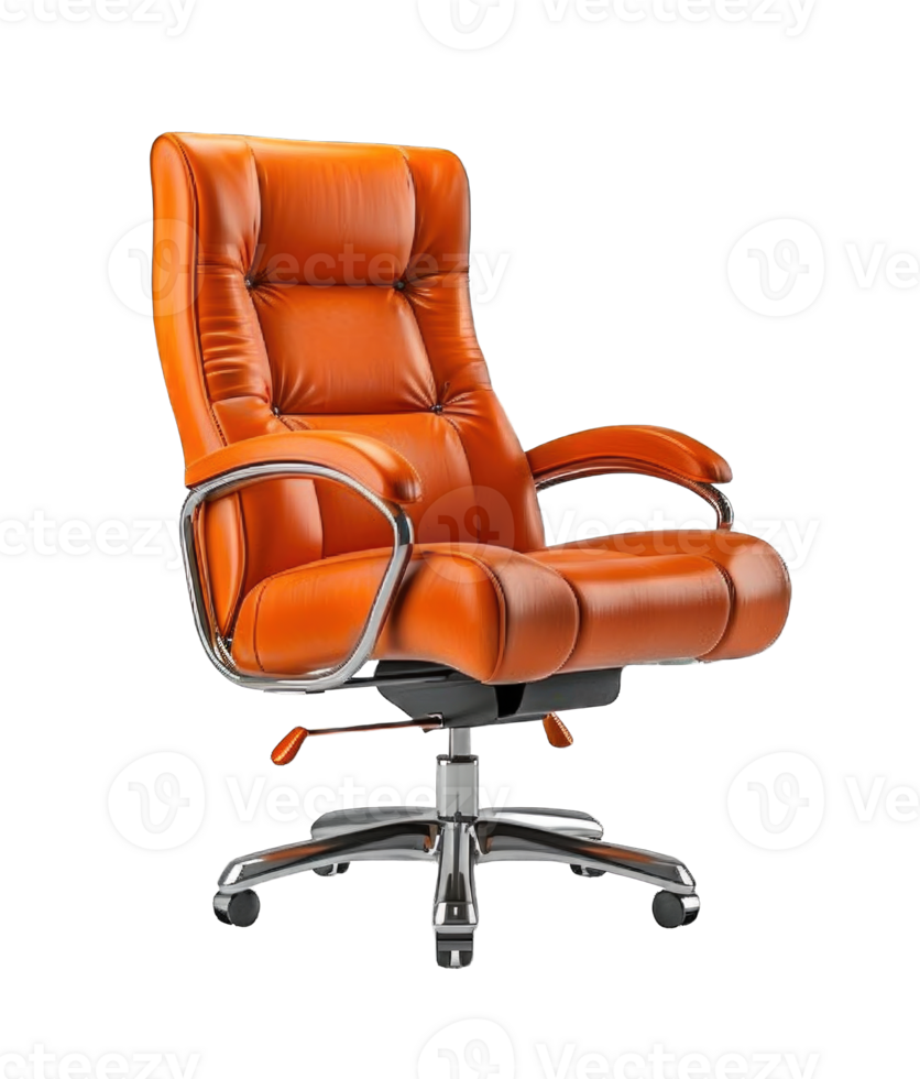 Brown office chair isolated on transparent background cutout png