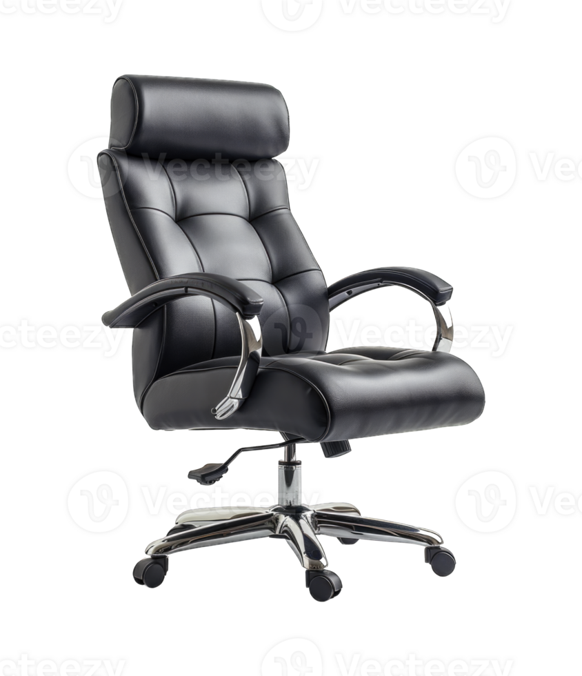 Black office chair isolated on transparent background cutout png