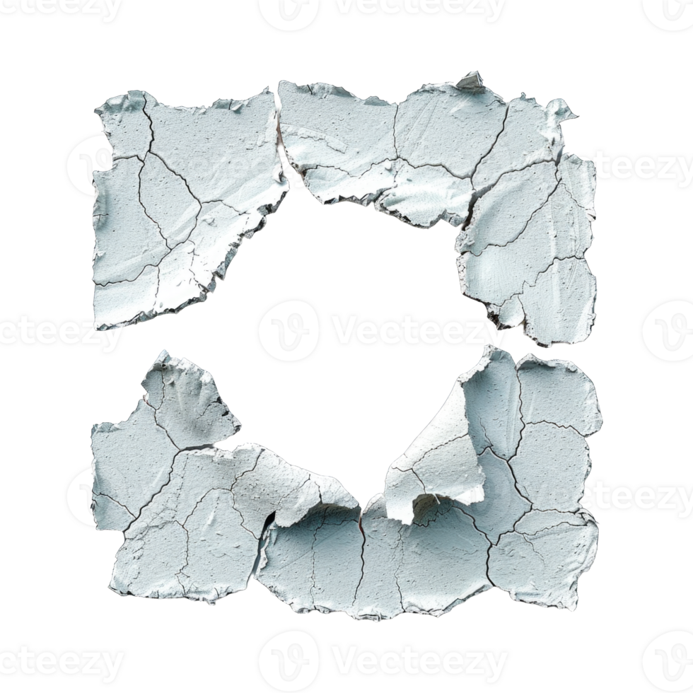 Ragged hole paper or frame isolated on transparent background cutout png