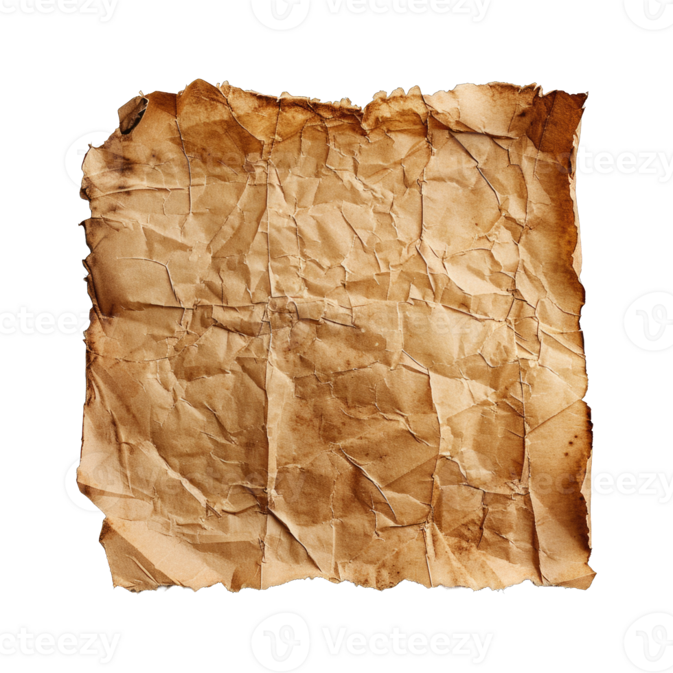 Brown rough paper isolated on transparent background cutout png