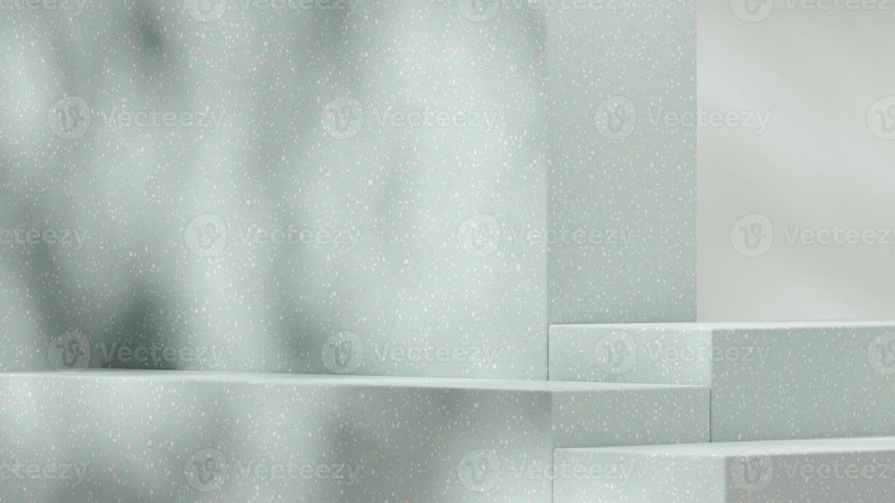 Scene mockup green terrazzo texture podium in landscape with gobo light background 3d rendering photo