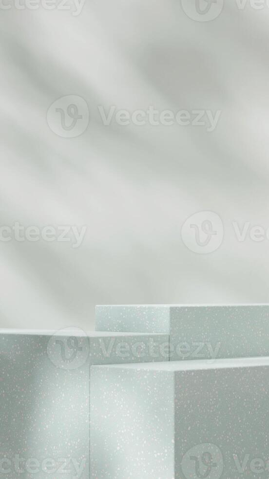 Scene mockup green terrazzo texture podium in portrait with gobo light background 3d rendering photo