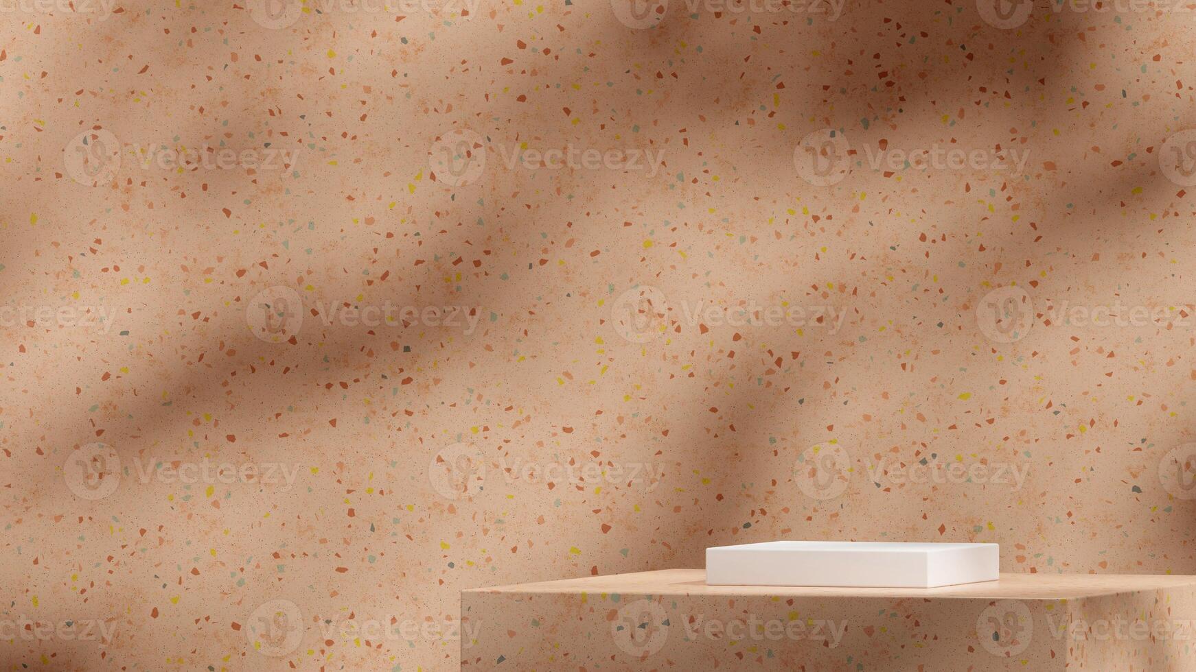 Mockup scene white rectangle podium in landscape with brown terrazzo texture background 3D rendering photo