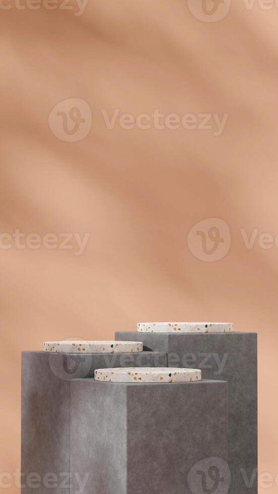 Minimal empty scene terrazzo and concrete texture podium in portrait layout 3d rendering mockup photo